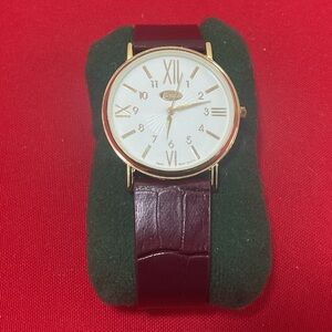 Vintage Cambridge Watch Unisex Gold Tone Leather Band Needs Battery